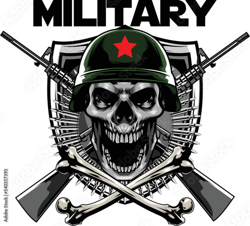 Vector illustration of military skull