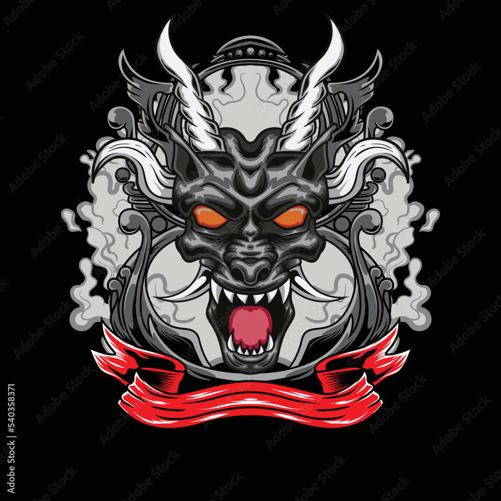 Vector illustration of dragon head Vector illustration of dragon head