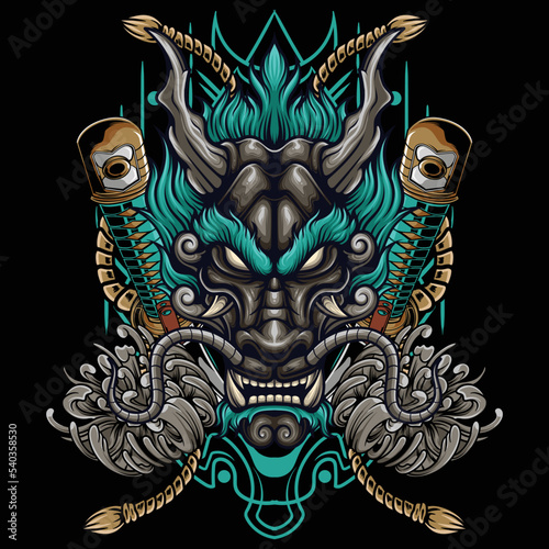 Vector illustration of japanese dragon head
