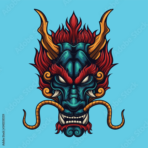 Vector illustration of japanese dragon head