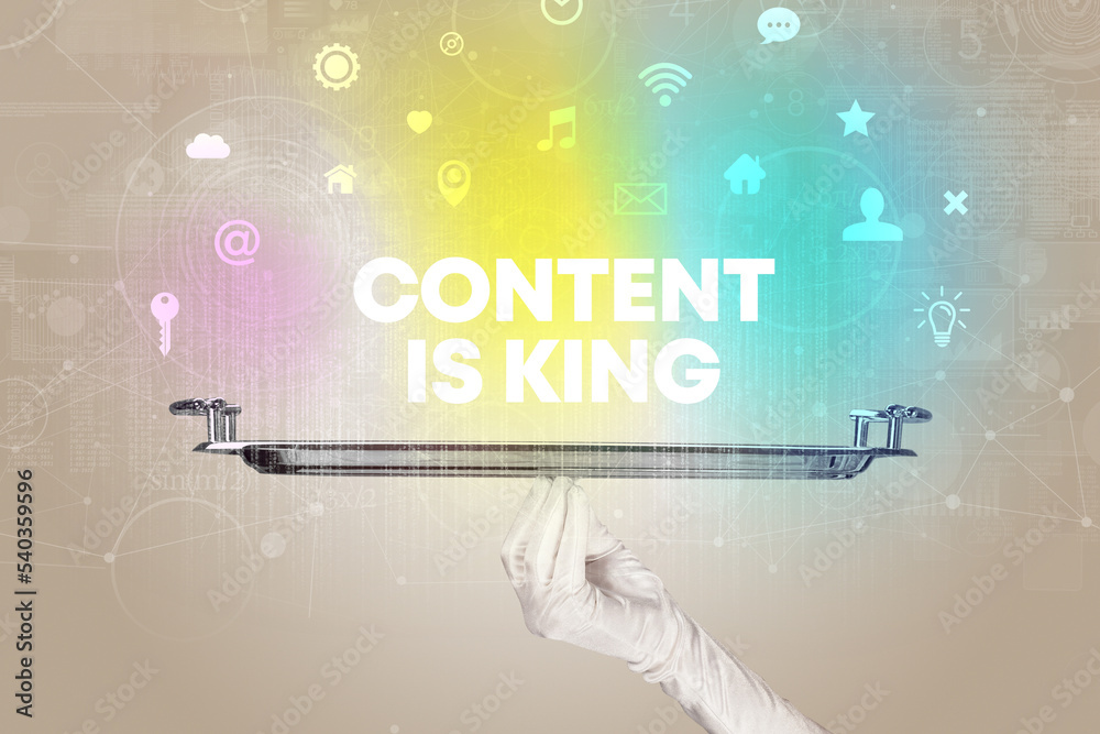 Waiter serving social networking concept Waiter serving social networking concept
