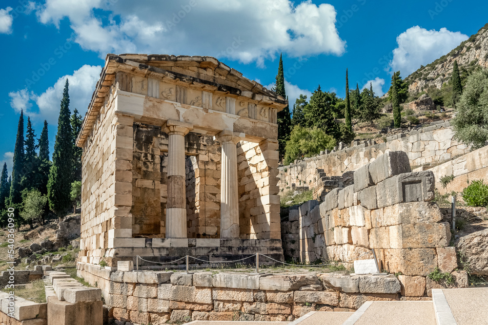 Delphi treasury of the Athenians in Greece