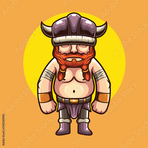 Vector illustration of viking cute mascot