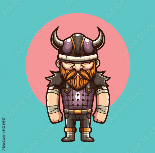 Vector illustration of viking cute mascot