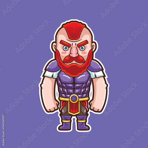 Vector illustration of viking cute mascot