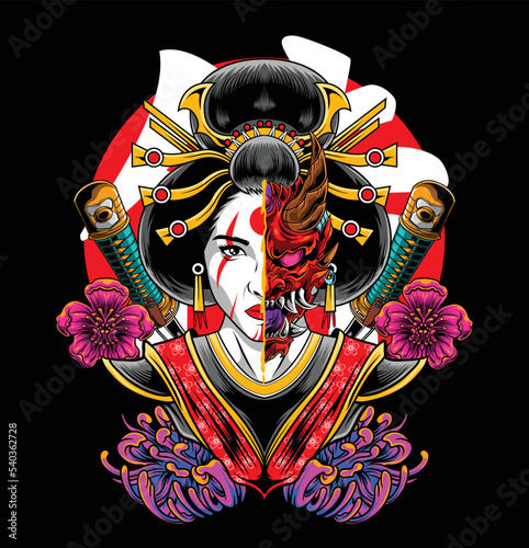 Vector illustration of geisha 