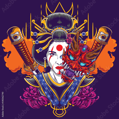 Vector illustration of geisha 