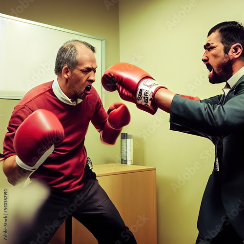 Boxing Match at the Office Between High Performance Professionals causing Bad Work Climate photo