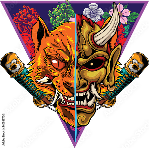 Vector illustration of kabuki mask