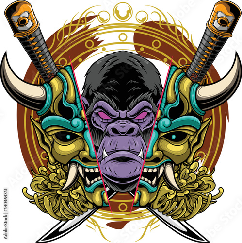 Vector illustration of kabuki mask photo