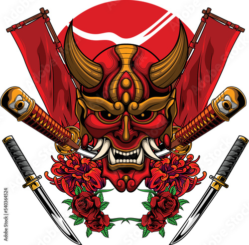 Tablou canvas Vector illustration of kabuki mask