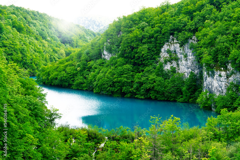 Lakes of The Plitvice Lakes National Park in Croatia. Beautiful nacional parkland landscapes