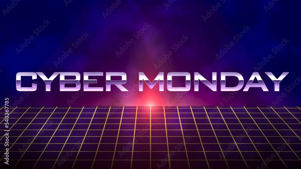 Cyber Monday with retro grid in dark space, motion abstract holidays, retro and business style background Cyber Monday with retro grid in dark space, motion abstract holidays, retro and business style background