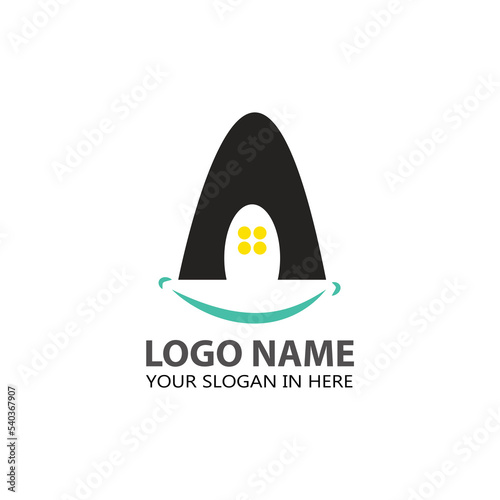 monogram logo, Letter A and smile. business initial logo suitable for tourism, eco-friendly housing, simple logo.