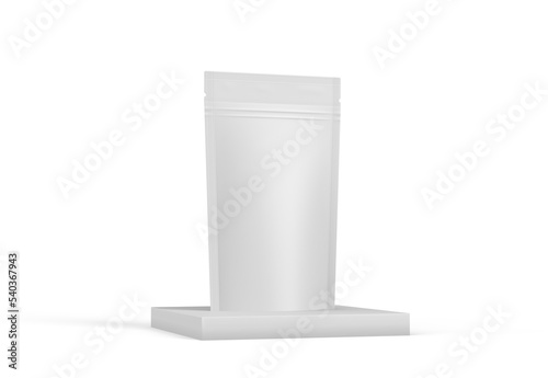 Matte Paper food pouch bag  packaging isolated on white 3d rendering