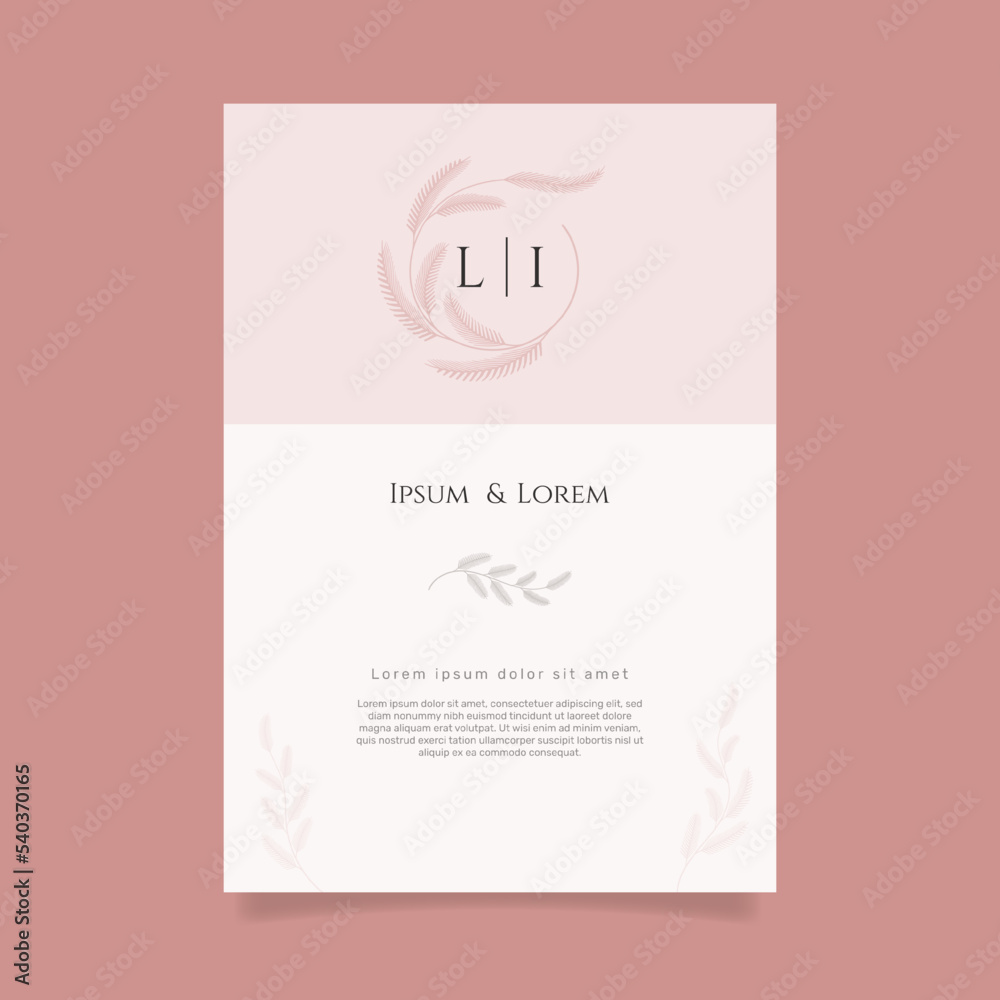 Naklejka premium floral wedding invitation template. - Vector.