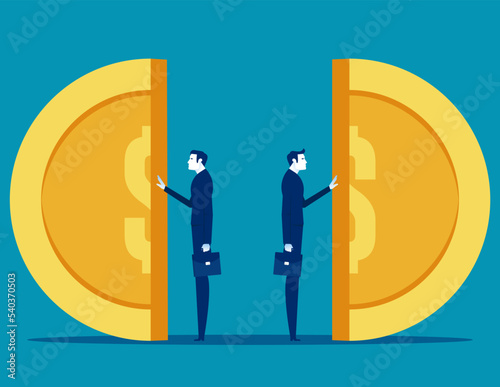 Employee salary with equal distribution. Business egalitarianism vector illustration
