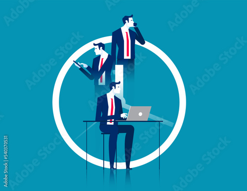 Business leader multitasking. Business leadership vector illustration