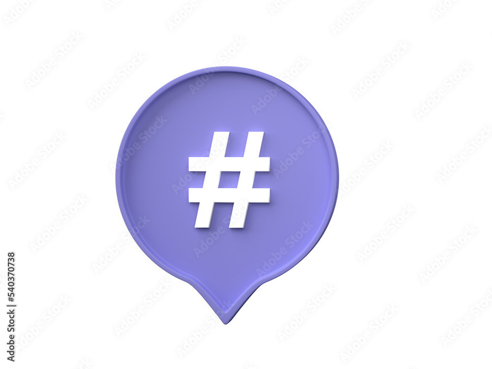 Obraz premium Hashtag in speech bubbles 3D render.
