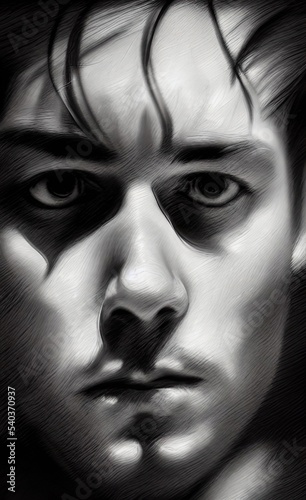 black and white portrait of a person