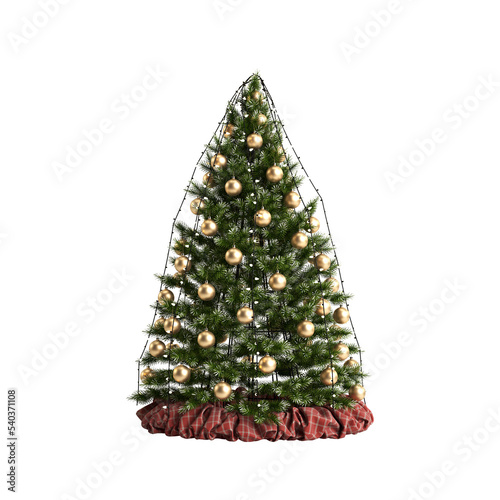 3d illustration of decoration pine tree christmas isolated on white background