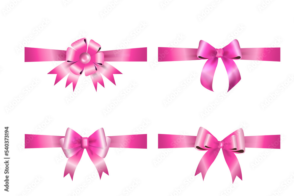 Pink gift bows Decorative bow, 3d  set