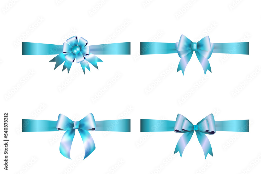 light blue gift bows Decorative bow, 3d  set