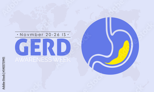 Vector illustration design concept of GERD(Gastroesophageal Reflux Disease) Awareness Week observed on Novmber 20-26