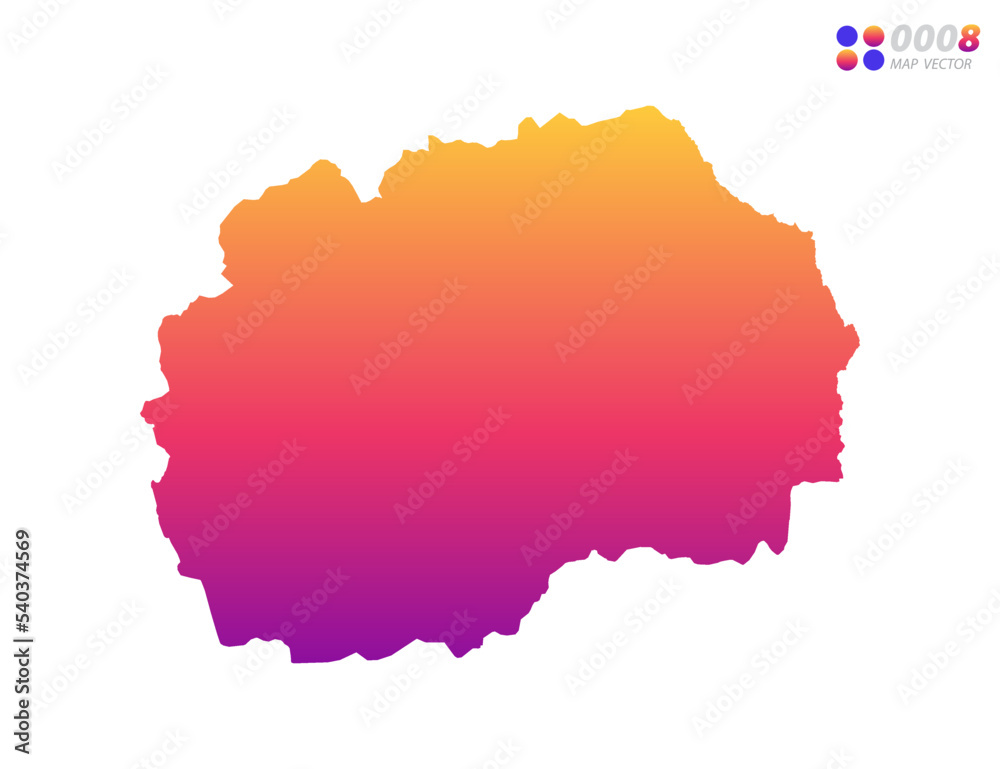 Vector bright colorful gradient of Macedonia map on white background. Organized in layers for easy editing.