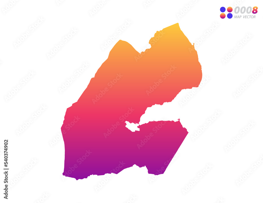 Vector bright colorful gradient of Djibouti map on white background. Organized in layers for easy editing.