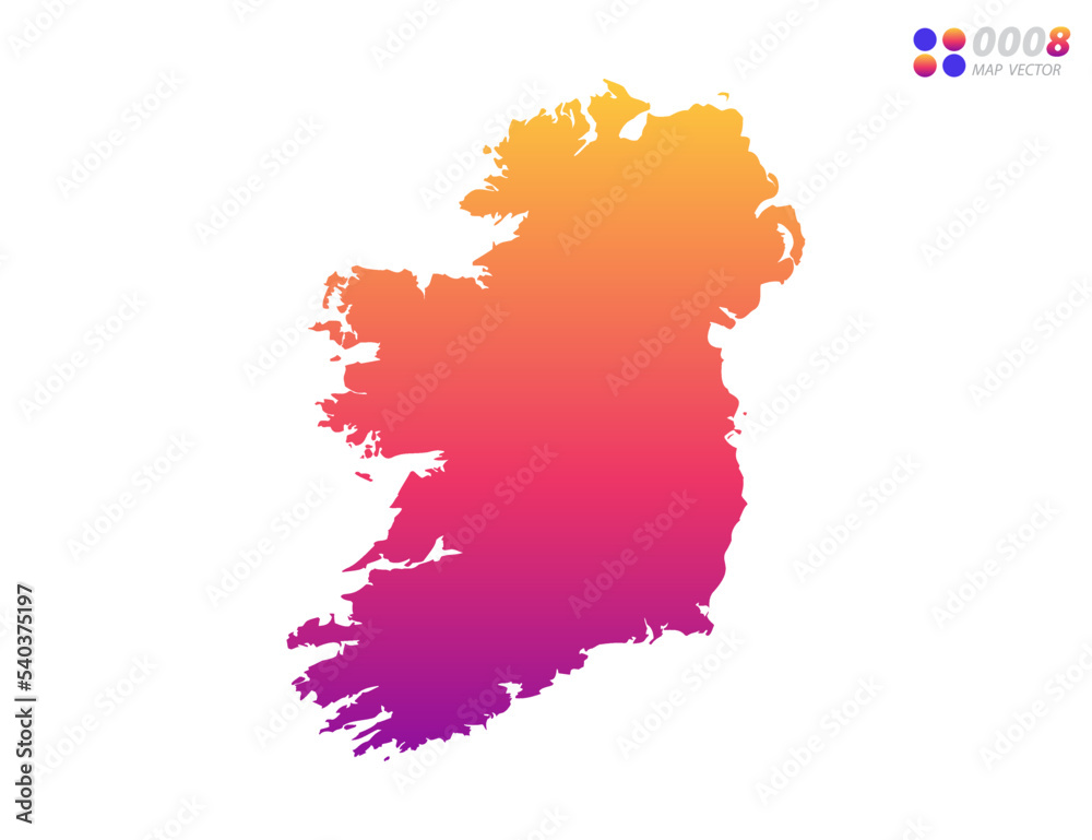 Vector bright colorful gradient of Ireland map on white background. Organized in layers for easy editing.