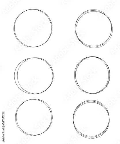 Hand drawn circles sketch frame super set. Rounds scribble line circles. Vector illustrations.