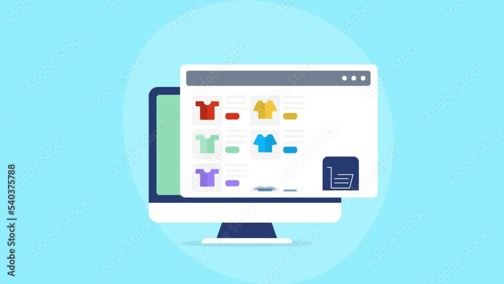 Ecommerce technology, customer adding product to shopping cart webstore, animation video. Ecommerce technology, customer adding product to shopping cart webstore, animation video.