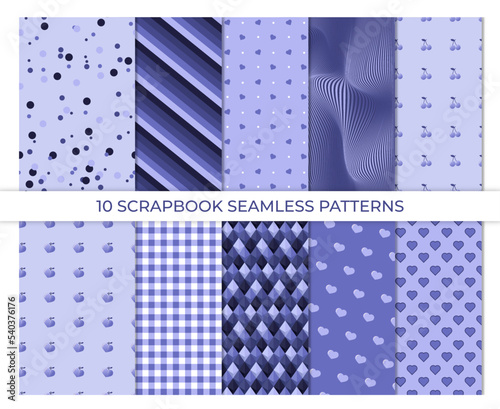 Set of abstract geometric background in trendy 2022 very peri color. Trendy lavender violet background. Beautiful background suitable for cover, poster, brochure. Vector illustration
