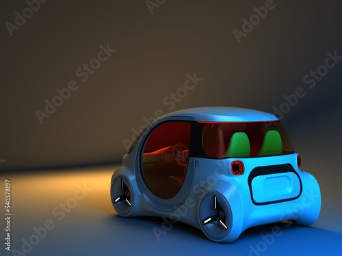 EV car design, car 3D modeling - 3D illustration