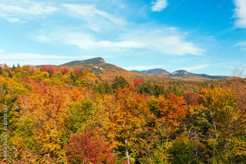 View of the White Mountains from Sugar Hill Overlook in autumn.New Hampshire.USA
