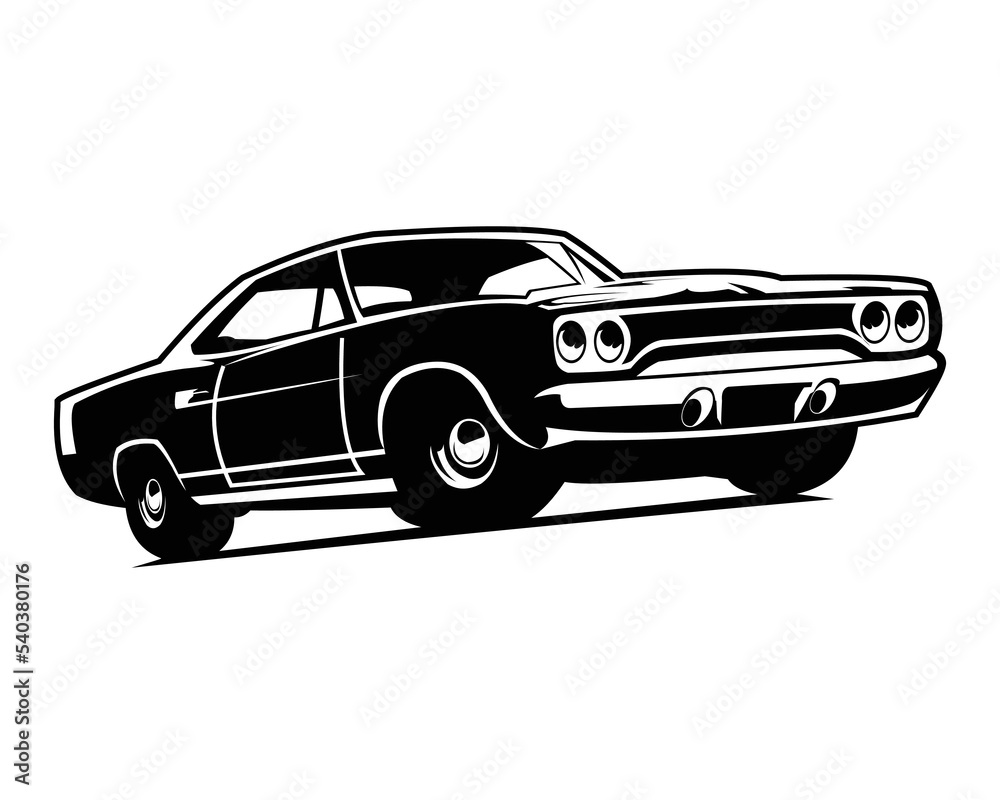 Obraz premium front display american muscle car logo vector suitable for auto industry, badges, emblems, t-shirts. isolated white background