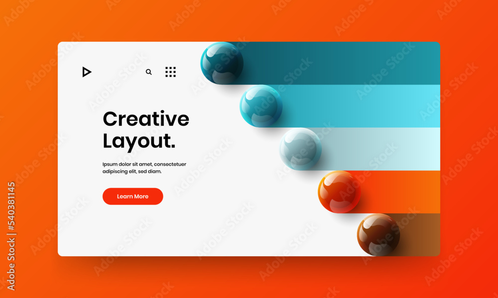 Naklejka premium Bright realistic spheres company brochure concept. Minimalistic front page design vector illustration.