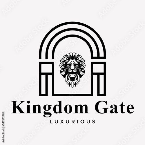 Set Gate Door Home Luxury Elegant Exterior Design Classic Modern Logo Design Vector  photo