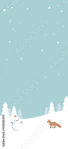 雪だるまとキツネ