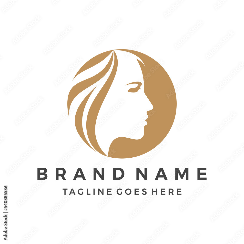 Woman Beauty Hair Salon Logo Design icon vector illustration