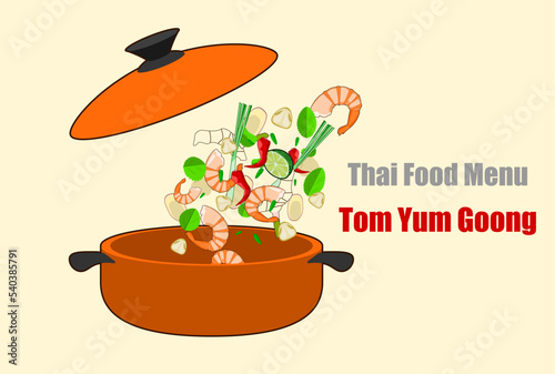 Thai food menu.Tom Yum Goong.Vector Design.