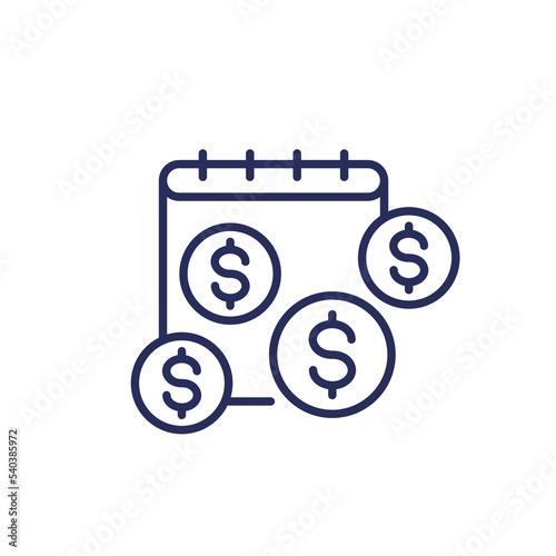 payment schedule line icon, vector