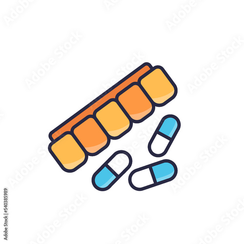 pill organizer, pillbox icon on white