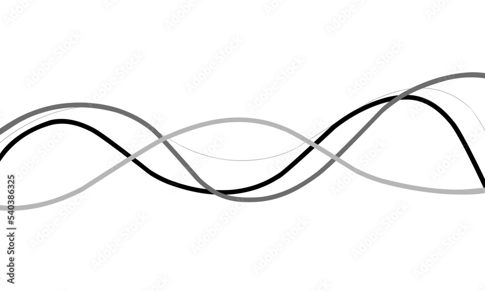 Abstract black wave of lines, curved stripes. Vector