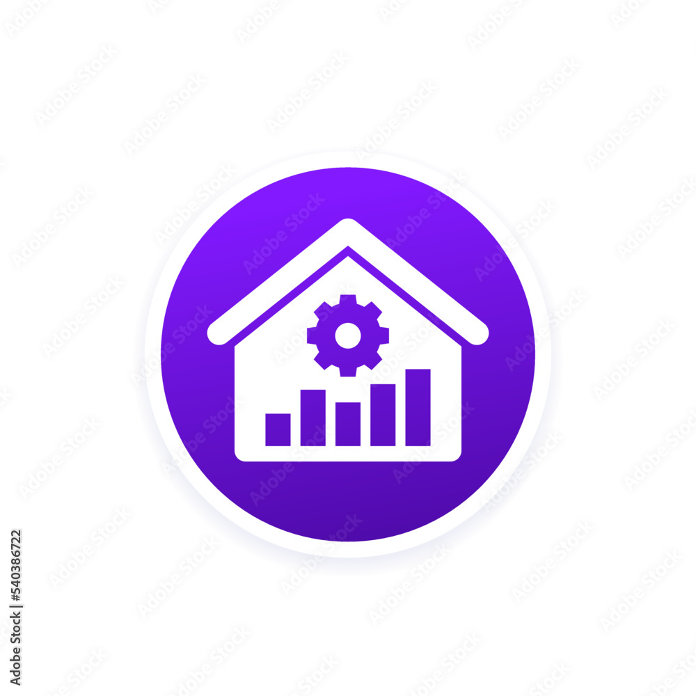 Smart home icon with a house and graph Smart home icon with a house and graph