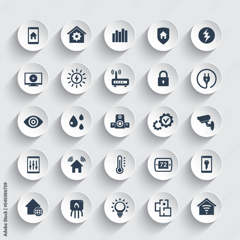 Smart home, house automation system icons set Smart home, house automation system icons set
