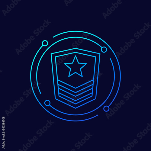 Military rank, army icon, linear design
