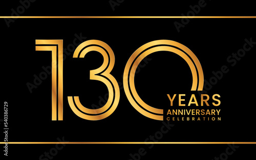 130th Anniversary logotype. Anniversary Celebration template design with gold color for celebration event, invitation, greeting card, flyer, banner, web template, double line logo, vector illustration
