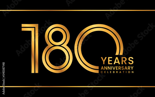 180th Anniversary logotype. Anniversary Celebration template design with gold color for celebration event, invitation, greeting card, flyer, banner, web template, double line logo, vector illustration photo